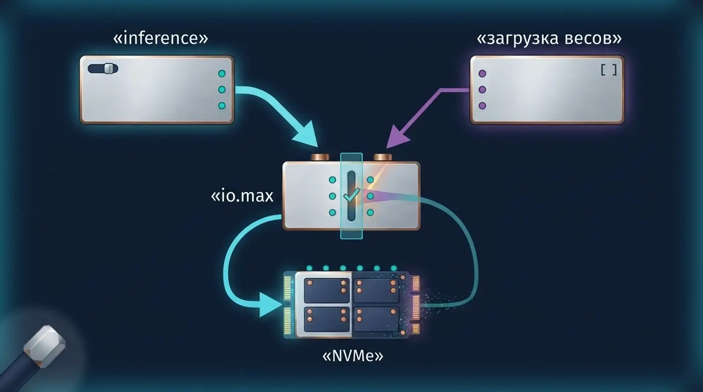 Схема systemd slices и cgroup v2 io.max для разделения inference и фоновой загрузки весов