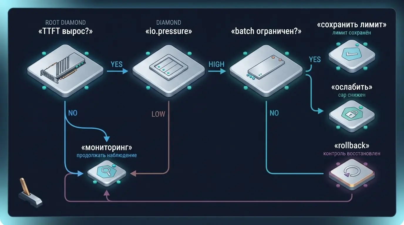 Дерево решений при росте TTFT из-за I/O pressure на LLM-узле