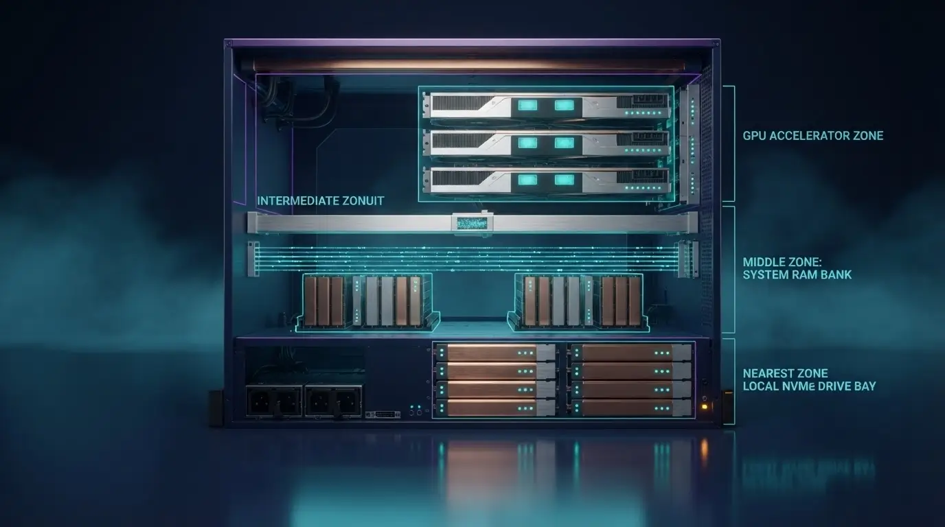 Путь KV-кеша от GPU через RAM к локальному хранилищу LMCache