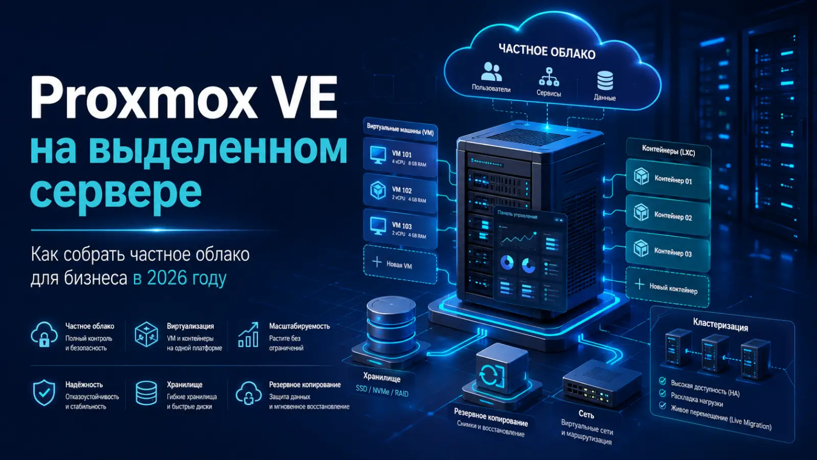 Proxmox VE на выделенном сервере: как собрать частное облако для бизнеса в 2026 году
