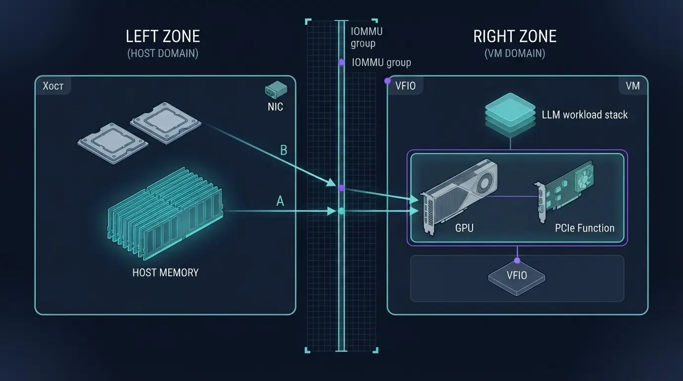 Схема IOMMU group, VFIO и передачи GPU в виртуальную машину