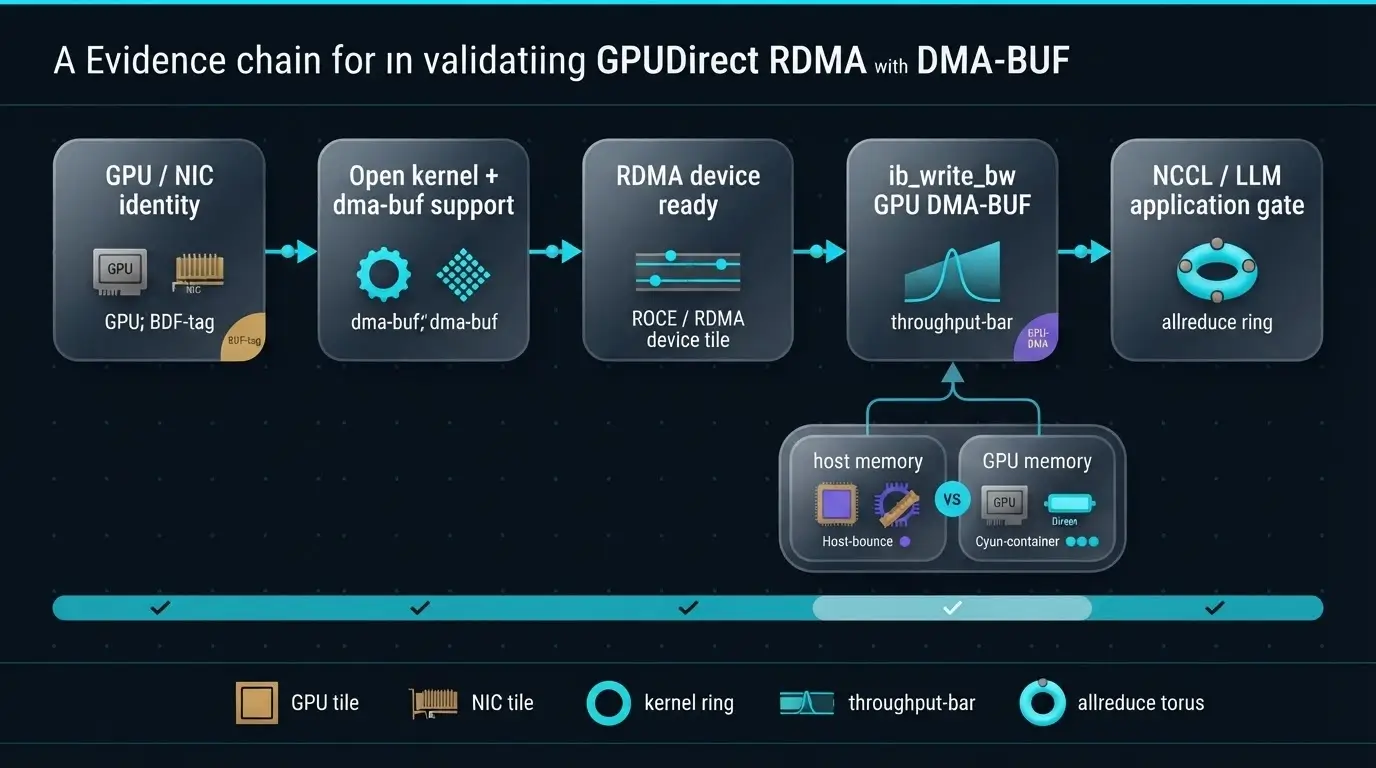 Цепочка проверки GPUDirect RDMA от identity до NCCL application gate