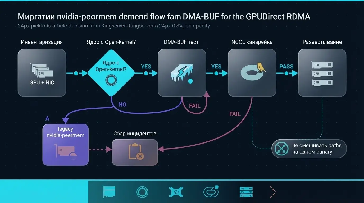 Схема миграции с nvidia-peermem на DMA-BUF с canary и rollback