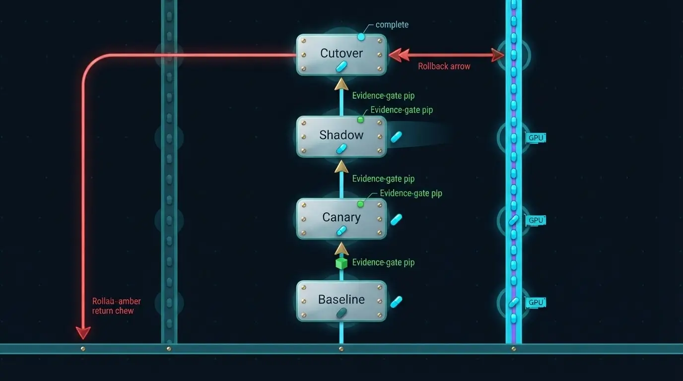 Этапы безопасного rollout GPU DRA от baseline и canary до cutover