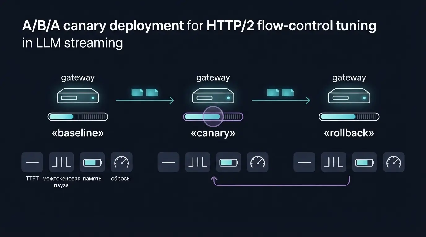 A/B/A canary для настройки окон HTTP/2 с контролем TTFT, пауз, памяти и сбросов
