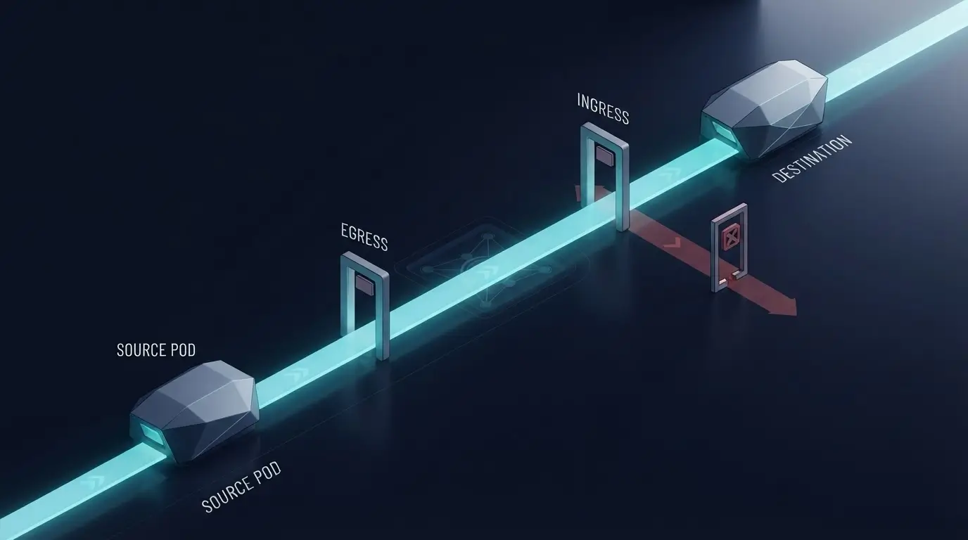 Схема аддитивной модели Kubernetes NetworkPolicy для ingress и egress
