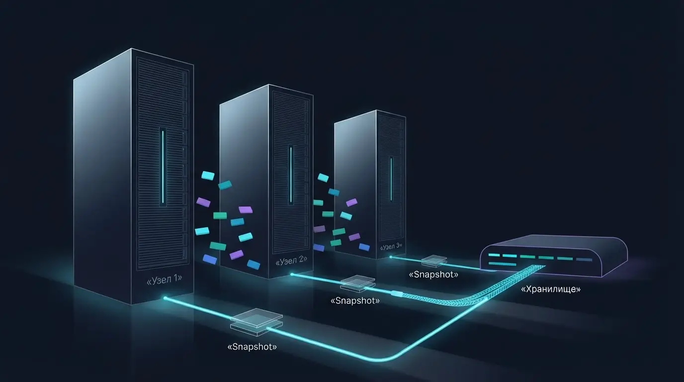 Snapshot каждого узла в распределённом кластере Qdrant и отдельное хранение копий
